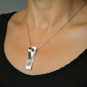 Collier minimaliste perle d'Akoya - argent recyclé- Sanguti-Paris
