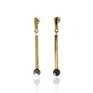 Boucles d'oreille-Lys- Vermeil or jaune - Perle de culture - Design minimaliste - Sanguti Paris