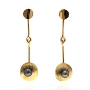 Boucles d'oreilles Zoe-Vermeil 24K -Perle de culture grise-Sanguti Paris