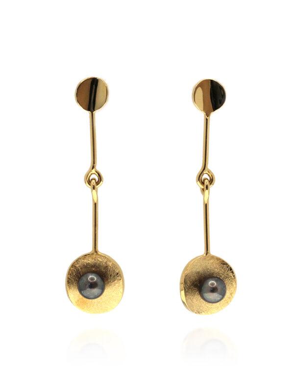 Boucles d'oreilles Zoe-Vermeil 24K -Perle de culture grise-Sanguti Paris