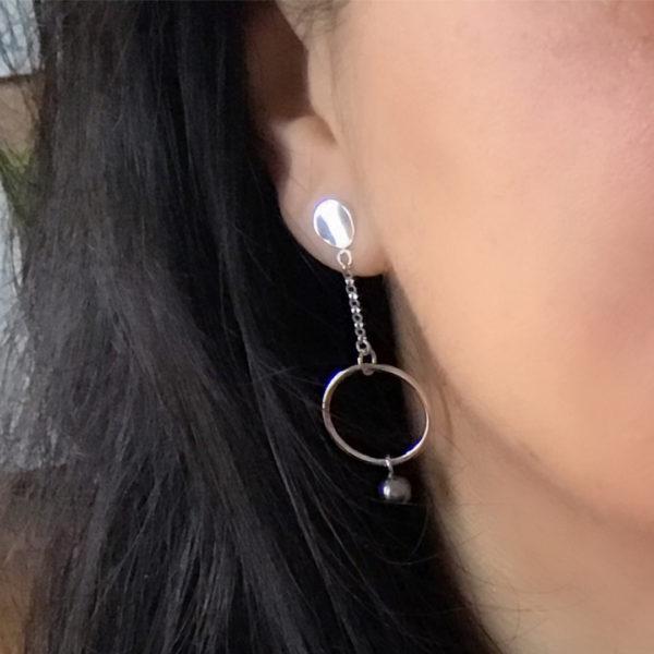Boucles d'oreilles ethiques en perles de culture et argent massif