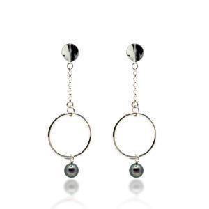 Boucles d'oreilles perle de culture grises-bijou éthique