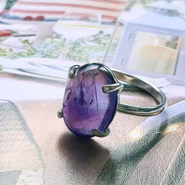 Bague-Amethyste-argent-sertie-griffes Bague-Amethyste-argent-sertie-griffes