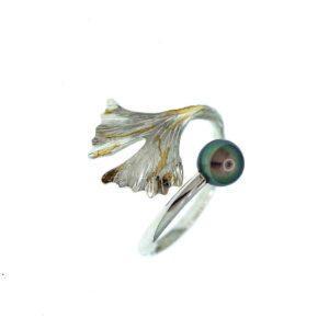 Bague-ginkgo-keum-boo-perle-grise