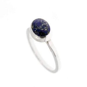 Bague-lapis-lazuli-serti clos argent recyclé