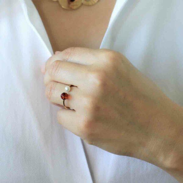 Bague-vermeil-perle-ambre-ellen - Sanguti Paris Bague-vermeil-perle-ambre-ellen - Sanguti Paris