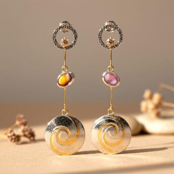 Boucles-Cosmos-Argent–or-750-Tourmaline-Citrine-Keum-boo-Design-Minimaliste-Cosmos-Sanguti-Paris Boucles Pendants-Cosmos-Argent–or-750-Tourmaline-Citrine-Keum-boo-Design-Minimaliste-Cosmos-Sanguti-Paris