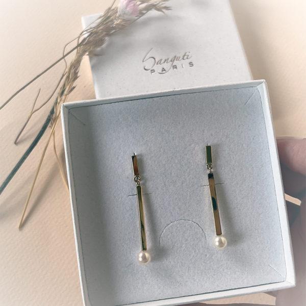Boucles-d'oreilles-Lys-Vermeil-or-jaune-18K-perle-de-culture blanche-Sanguti-Paris