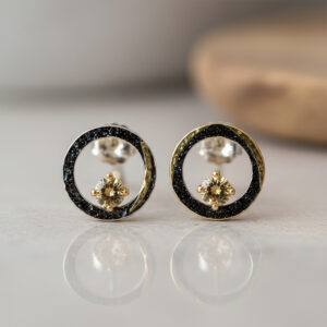 Boucles-d’oreilles-Ombres-d’Étincelles-Argent–Patine-noire-Keum-boo-Citrine-Design-Minimaliste-Cosmos-Sanguti-Paris