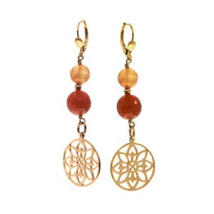 Boucles-d'oreilles-cornaline-vermeil-et-cornaline - vermeil et argent plaque-or-14K