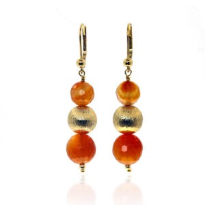 Boucles-d'oreilles-argent-plaque-or 24K-cornaline