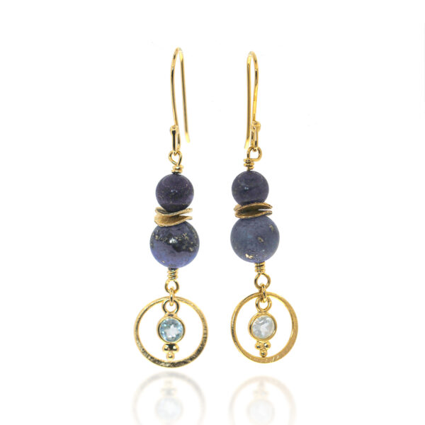 Boucles-d'oreilles-argent plaque or 24k-lapis-lazuli-topaze-sanguti paris Boucles-d'oreilles-argent plaque or 24k-lapis-lazuli-topaze-sanguti paris