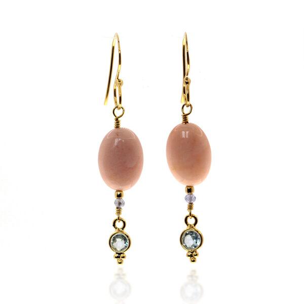 Boucles-d'oreilles-vermeil-opale rose-topaze-opale-rose-tanzanite-topaze bleue-Sanguti Paris Boucles-d'oreilles-vermeil-opale rose-topaze-opale-rose-tanzanite-topaze bleue-Sanguti Paris