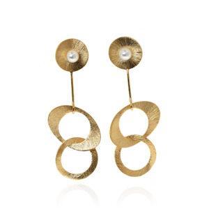 Boucles-d'oreilles-celeste -vermeil or jaune 24K - Perle de culture - Sanguti Paris