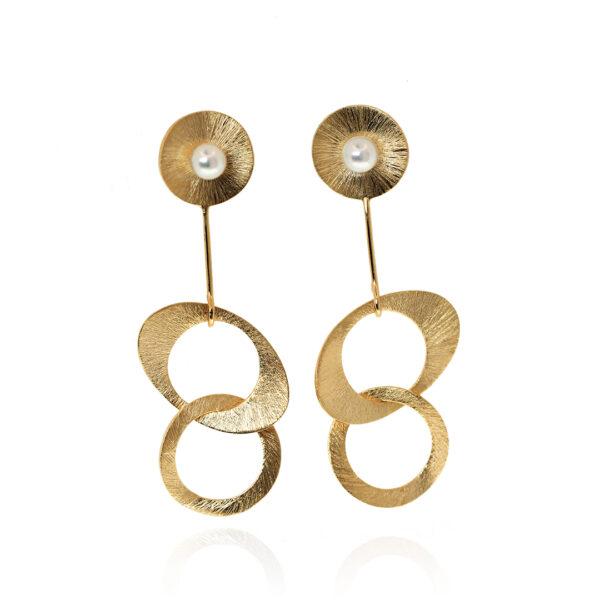 Boucles-d'oreilles-celeste -vermeil or jaune 24K - Perle de culture - Sanguti Paris