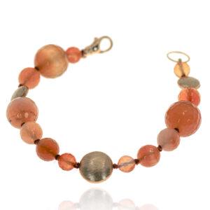 Bracelet-cornaline-argent plaqué or 24K-fermoir vermeil-sanguti paris