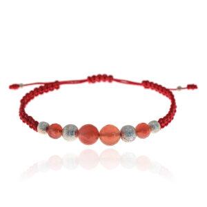 Bracelet-Cornaline-Macramé-argent-perles 10mm- Sanguti Paris