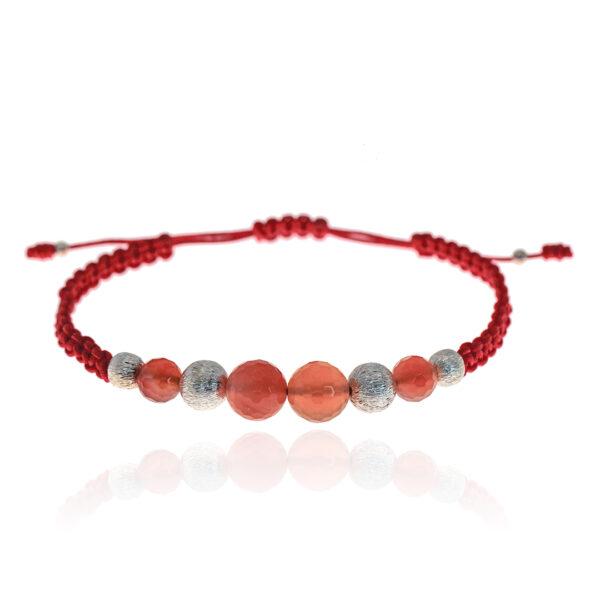 Bracelet-Cornaline-Macramé-argent-perles 10mm- Sanguti Paris Bracelet-Cornaline-Macramé-argent-perles 10mm- Sanguti Paris