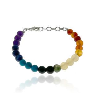 Bracelet-chakra-pierres naturelles -fermoir argent massif