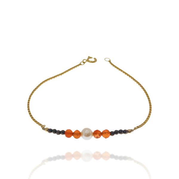 Bracelet vermeil 18 K-cornaline-perle