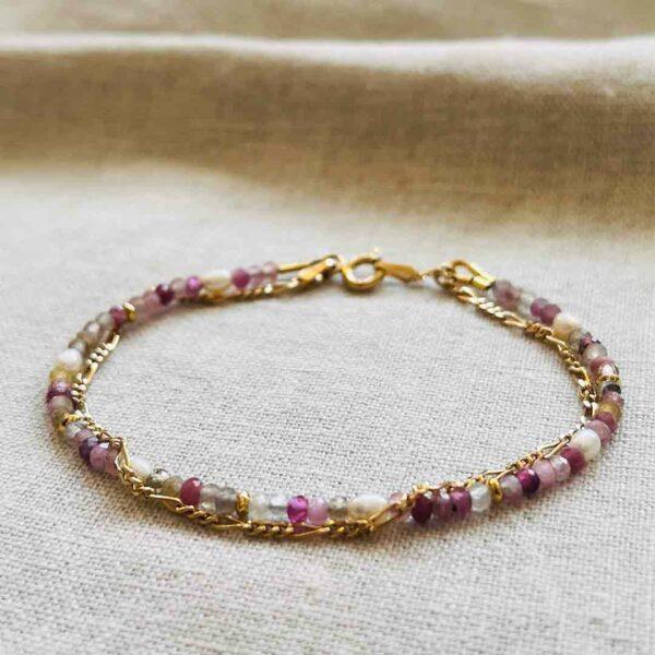 Bracelet-tourmaline-rose-vermeil-18k-perles-de-culture-pyrite Bracelet-tourmaline-rose perles de culture-vermeil-18k