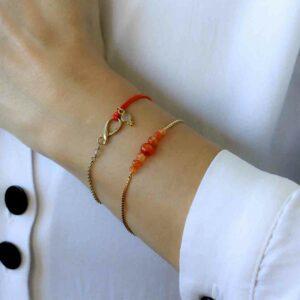 Bracelet- cornaline -vermeil-24K - Sanguti Paris