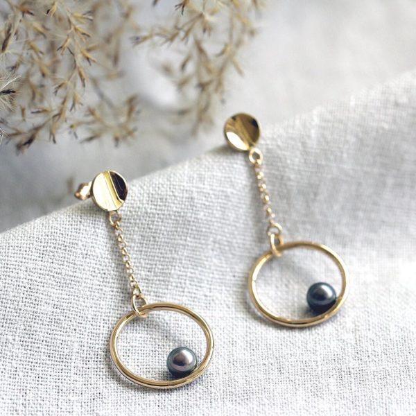 Boucles d'oreilles vermeil -perles grises