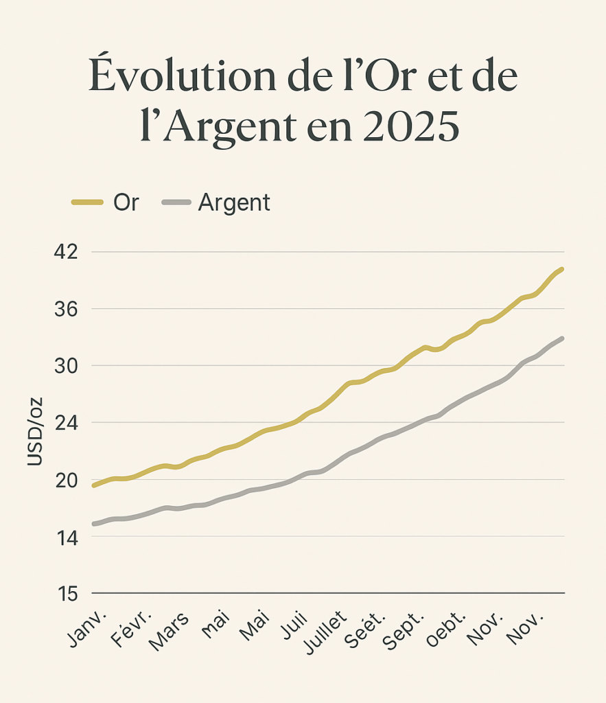 Évolution de l'or et de l'argent en 2025