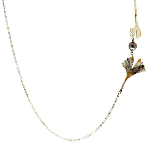 Collier-ginkgo-keum-boo-perle-grise Collier-ginkgo-keum-boo-perle-grise