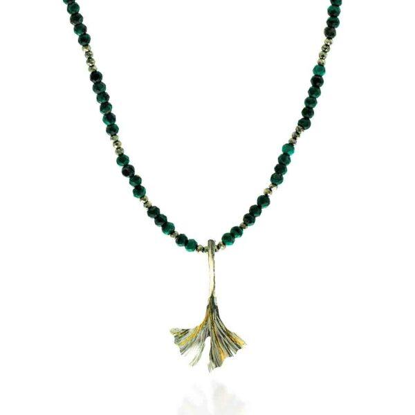 Collier Ginkgo-keum-boo-malachite-pyrite-Sanguti-Paris Collier Ginkgo-keum-boo-malachite-pyrite-Sanguti-Paris