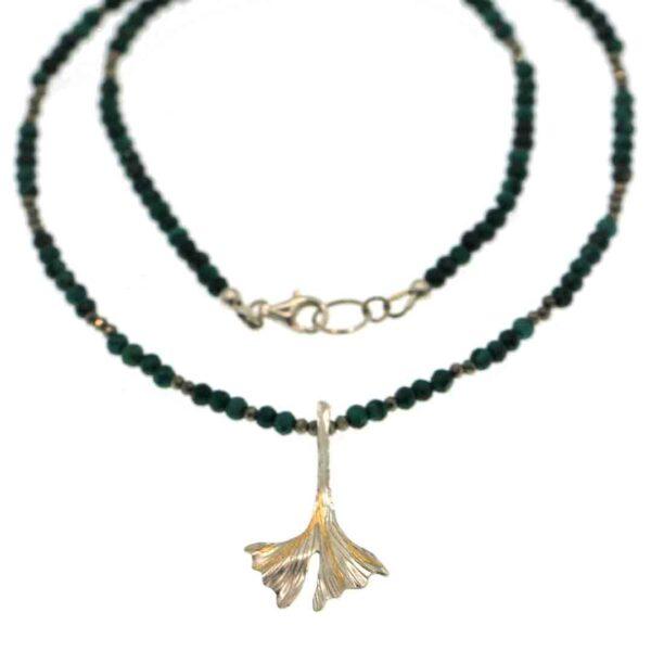 Collier Ginkgo-malachite--keum-boo-fermoir Collier Ginkgo-malachite-keum-boo-fermoir argent