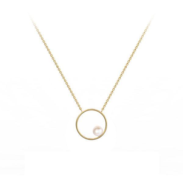 Collier éthique en vermeil RJC or jaune 18 K et perle de culture