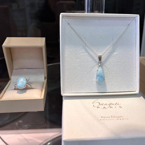 Packaging-Pendentif larimar-bague---Argent recyclé- Sanguti Paris Packaging-Pendentif larimar-bague---Argent recyclé- Sanguti Paris