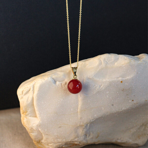 Pendentif-Cornaline -Vermeil 24K- Sanguti Paris Pendentif minimaliste cornaline vermeil 24K