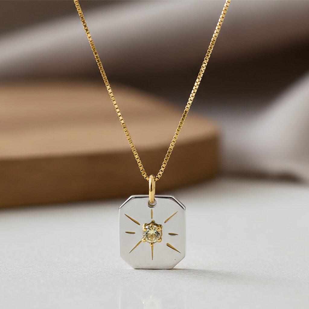 Pendentif-Keum-boo-Saphir-jaune-pale-Beliere-or-jaune-750-Sanguti-Paris