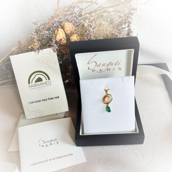 Pendentif-Lagoon-Nebula- Or Fairmined - Ecran Label FSC- Sanguti Paris