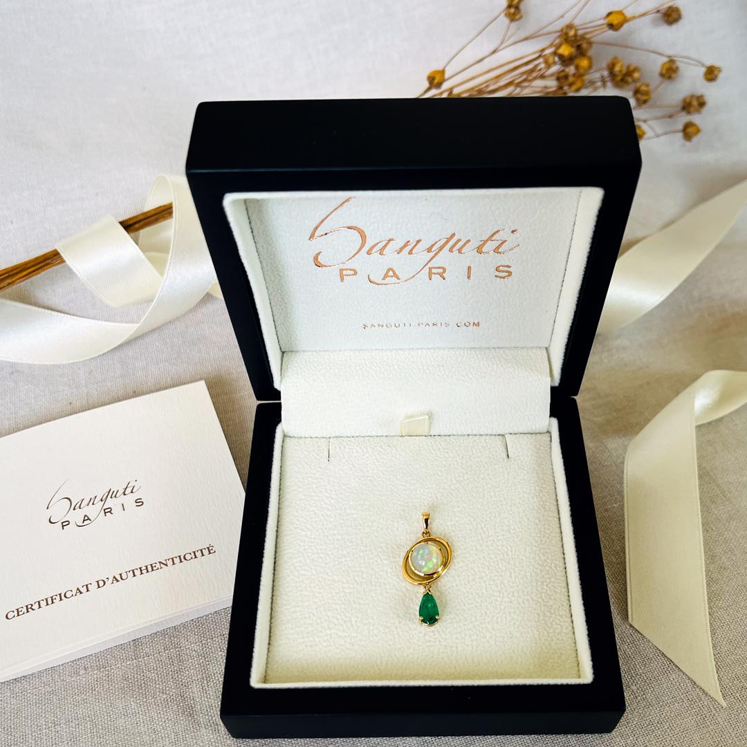 Pendentif Éthique Or Fairmined- émeraude Colombie-opale-Fairmined-Face-Sanguti-Paris-2023 Packaging - Sanguti Paris-bijoux éthiques