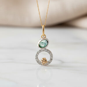 Pendentif---Merveilleux-Système-Or-750-Argent–Tourmaline-Citrine-Design-Minimaliste-Cosmos-Sanguti-Paris