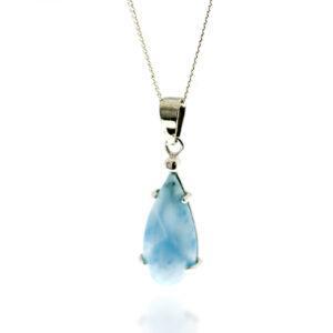 Pendentif-larimar serti griffes-argent