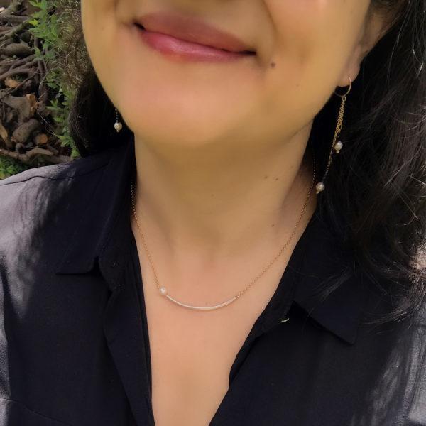 boucles d'oreilles vermeil perles de culture hématites cuivrées boucles d'oreilles vermeil perles de culture hématites