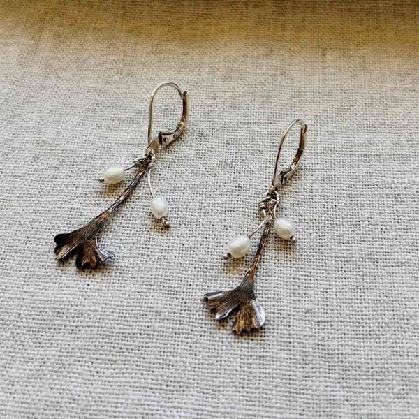 Boucles-d'oreilles Ginkgo-patine-noire-keum-boo Boucles-d'oreilles Ginkgo-patine-noire-keum-boo