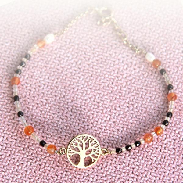 Bracelet vermeil or 18 K-cornaline-citrine-pyrite