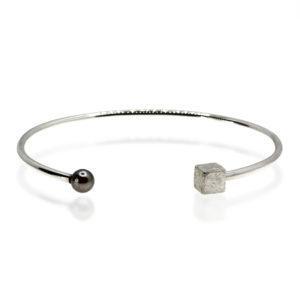 bracelet jonc en argent massif et perle-bijou éthique fait main en France