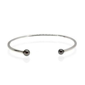 bracelet jonc éthique en argent-perles de culture grise Sanguti Paris