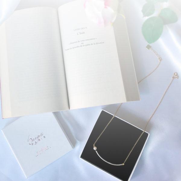 Collier femme bicoleur argent vermeil  18K perle de culture