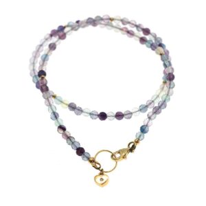 collier-fluorite-charm coeur-fermoir-vermeil 24K